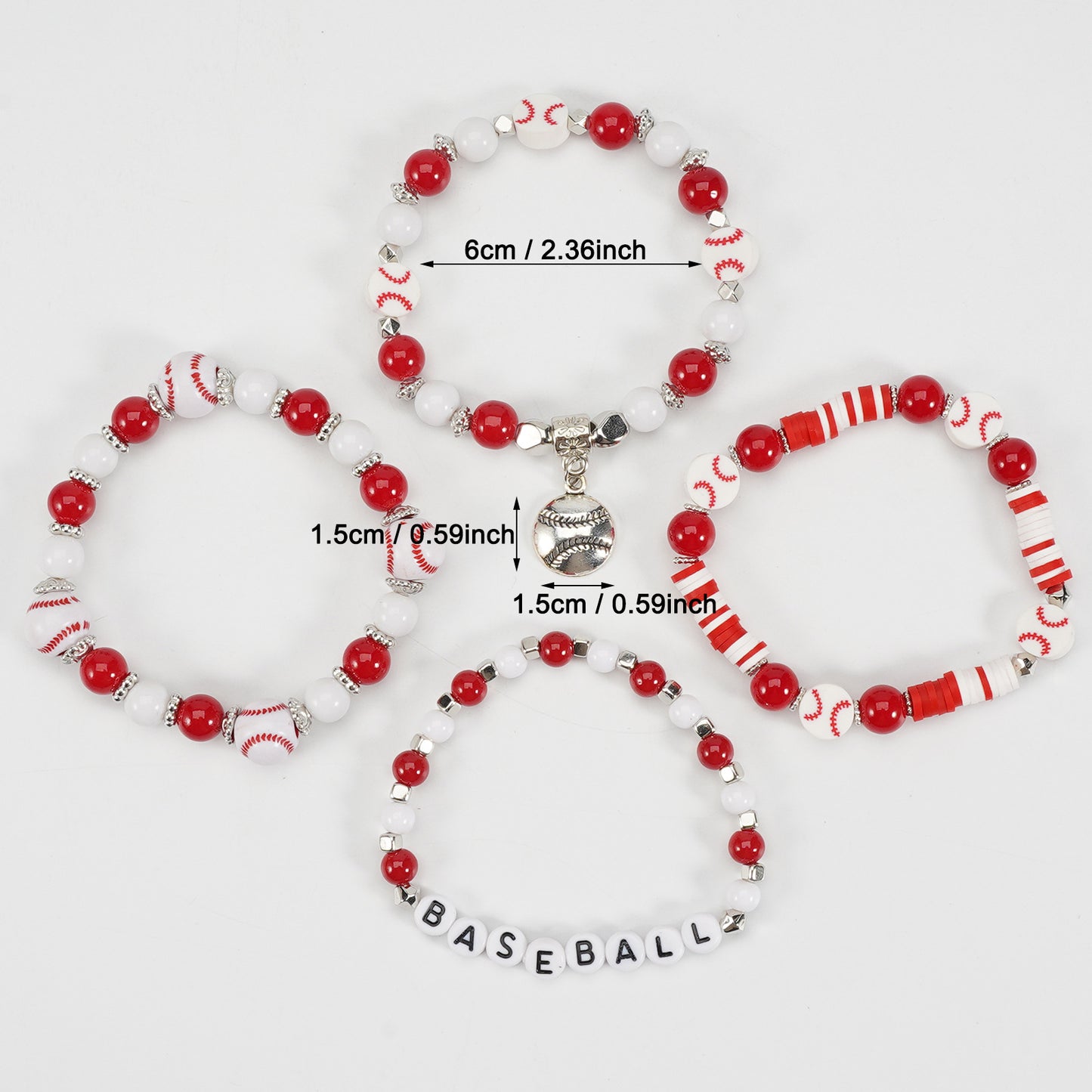 Unisex Sports Ball Charm Bracelet Set Glass Basketball Football Baseball Volleyball Elements