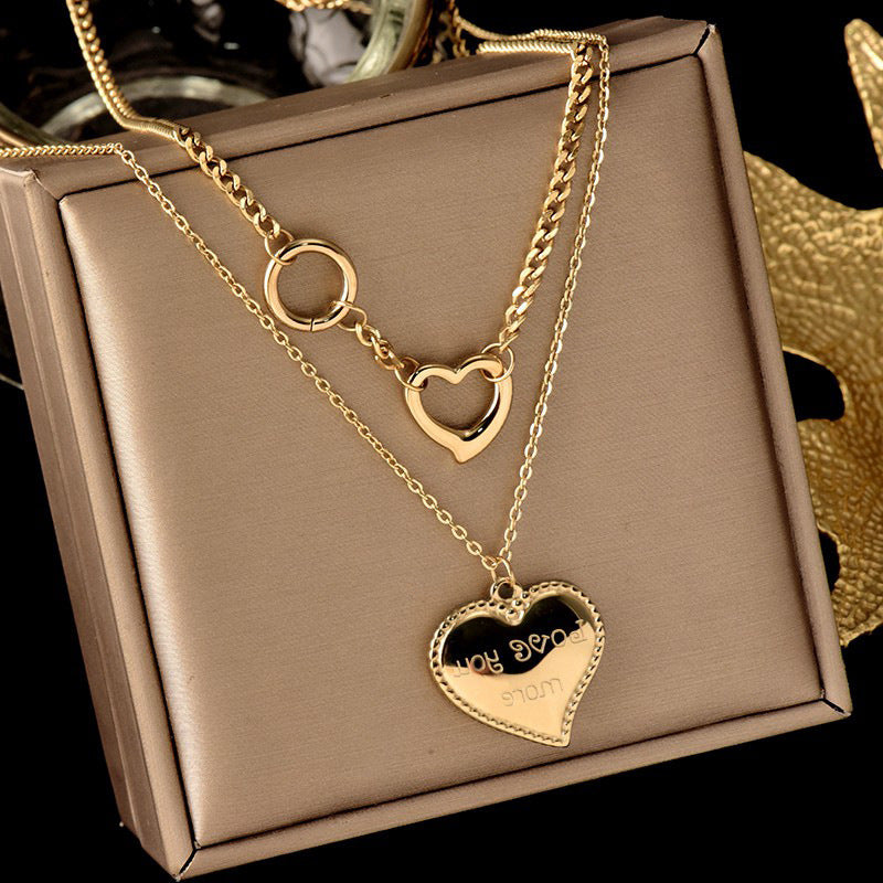 Collana da donna con ciondolo a cuore irregolare minimalista in acciaio al titanio placcato