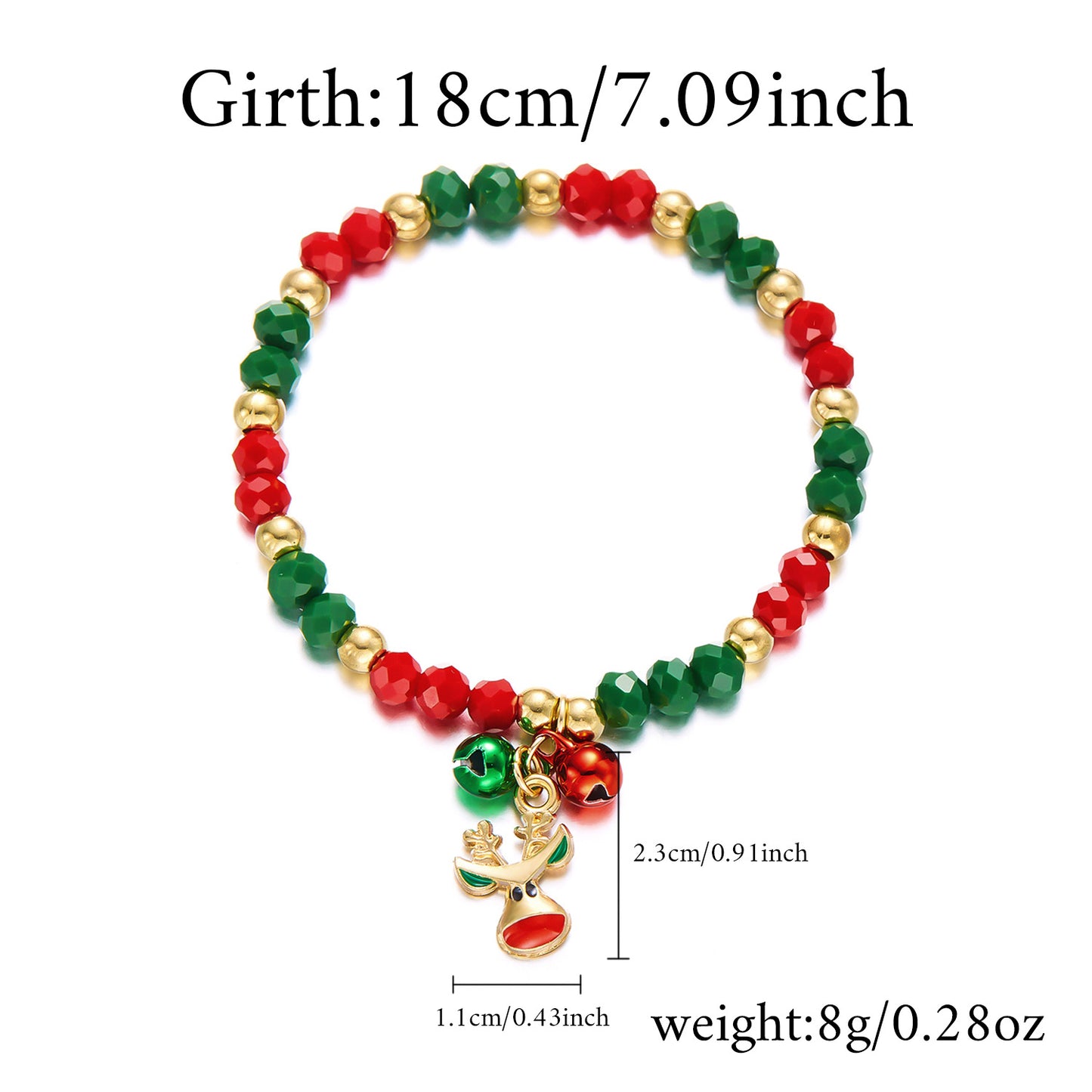 Luxury Style Cartoon Santa Claus and Snowman Pendant Bracelet for Women Alloy Handmade Christmas Tree Ornament with Crystal Beads
