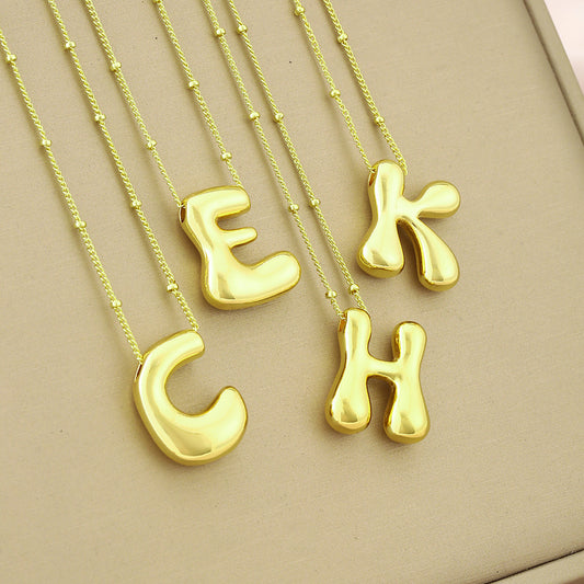 Minimalist Letter Pendant Necklace for Women in Copper with Plated Finish, Delicate Clavicle Chain