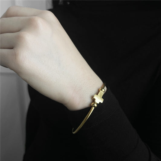 Adjustable Titanium Steel Cross Bracelet Plated Geometric Hand Jewelry