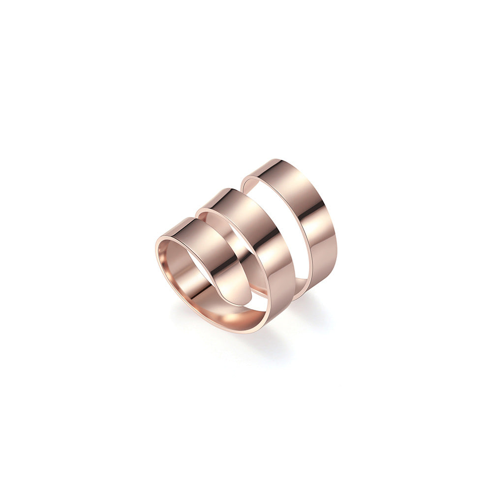 Anillo de acero inoxidable con espiral geométrica y acabado chapado para hombre, joya minimalista y elegante de banda de acero de titanio