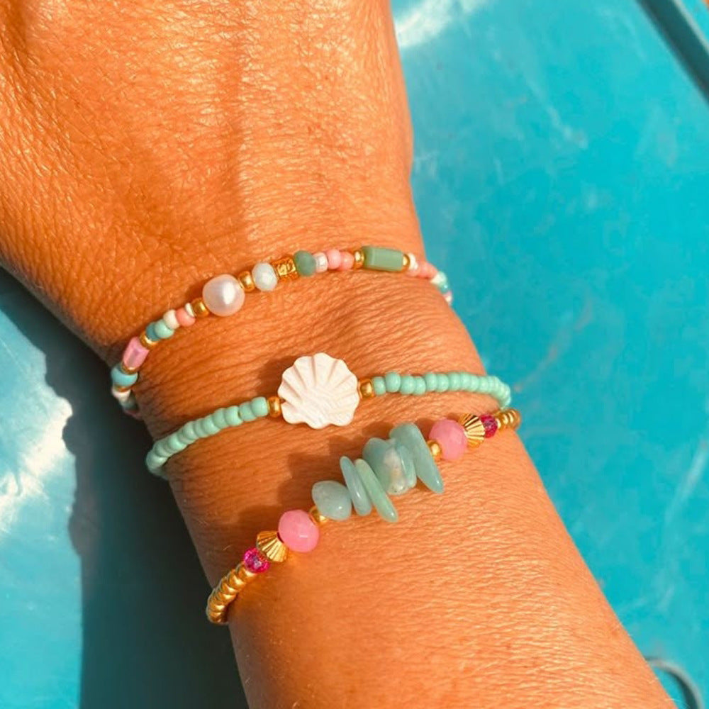 Casual Handmade Seed Beads Shell Imitation Pearl Bracelet