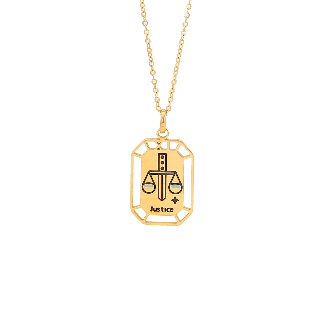 Personalized Tarot Pendant Necklace in Geometric Square Shape with Stainless Steel Construction and Electroplated Finish for Women