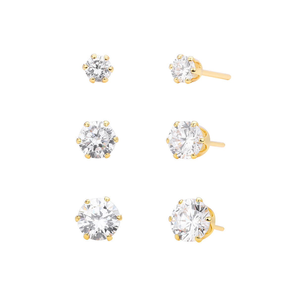 Geometric Round Zircon Stud Earrings Set in Stainless Steel with 18K Vacuum Plating for Women