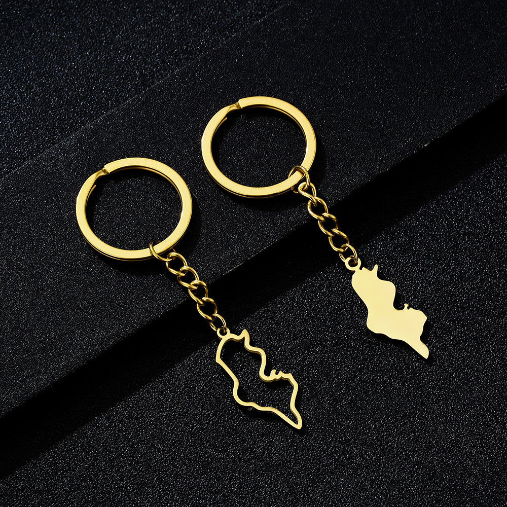 Colgante de llave tunecina minimalista de acero inoxidable con diseño calado para hombres y mujeres