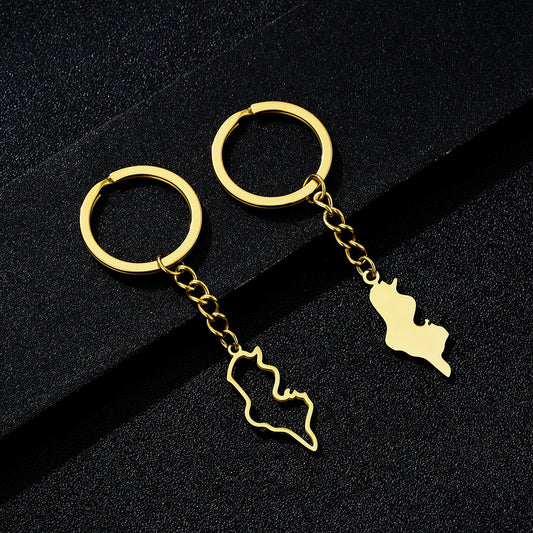 Colgante de llave tunecina minimalista de acero inoxidable con diseño calado para hombres y mujeres