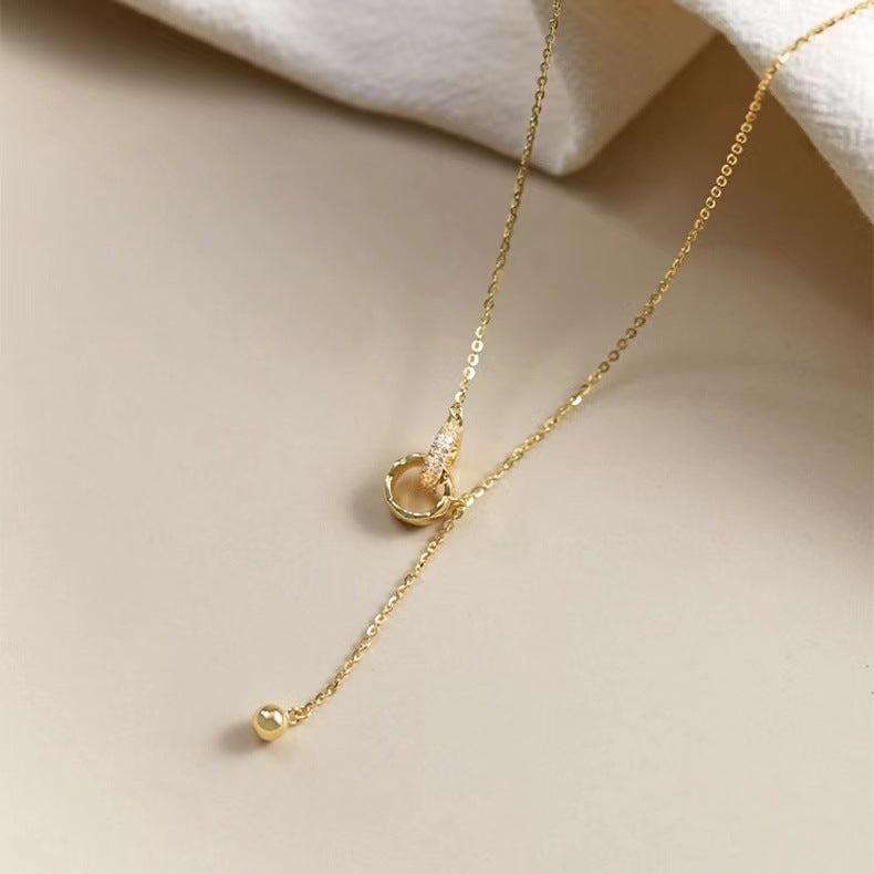 Collana da Donna Minimalista con Doppia Ghiera in Perle Geometriche Rotonde in Acciaio Titanio con Catena Box Placcata Sottovuoto