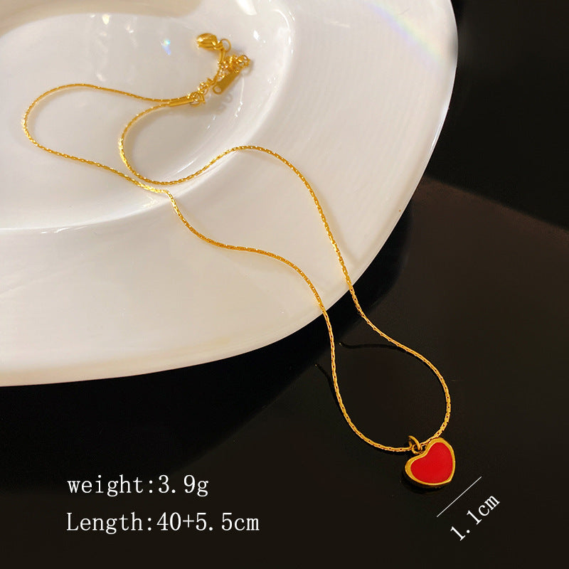 Elegant Heart Drip Oil Plated Titanium Steel Necklace Unisex