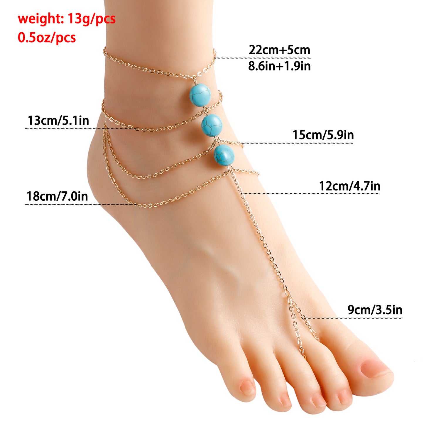 Vintage Geometric Alloy Anklet for Women with Exotic Turquoise Accents