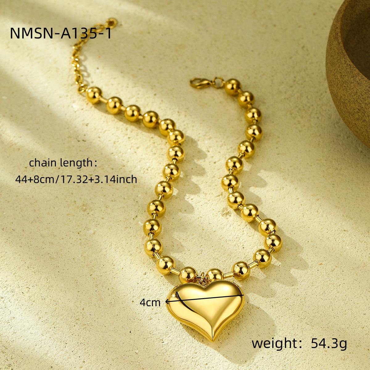 Fashionable Heart-Shaped Stainless Steel Pendant Necklace with Electroplated Finish for Women