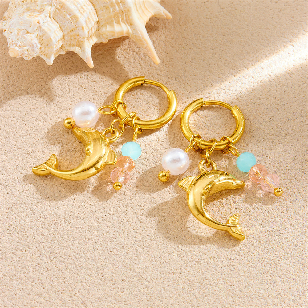 Sweet Minimalist Butterfly Dolphin Animal Stainless Steel Polished Earrings