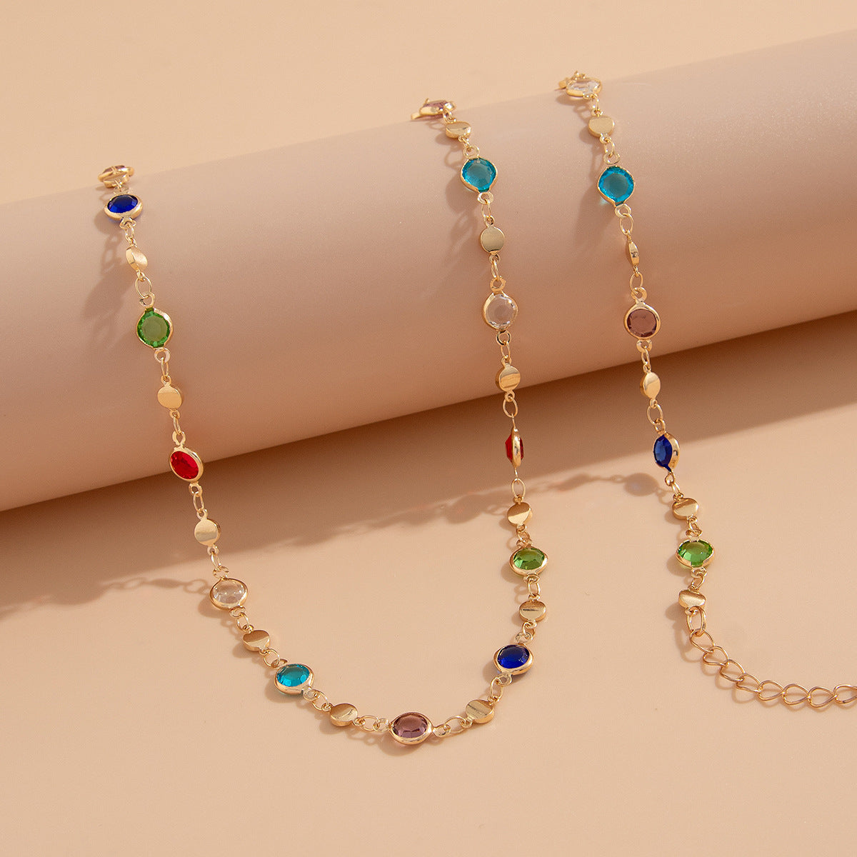 Bohemian Polished Brass Body Chain with Crystal Inlay for Women