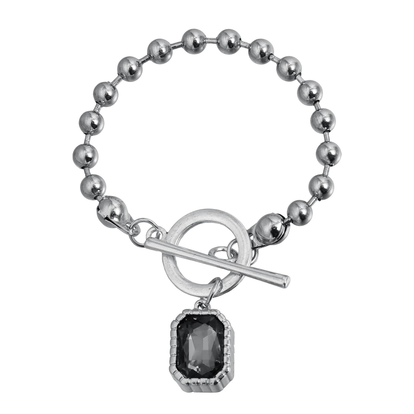 Gothic Minimalist Geometric Square Iron Plated Ball Chain Necklace Set with Alloy Pendant