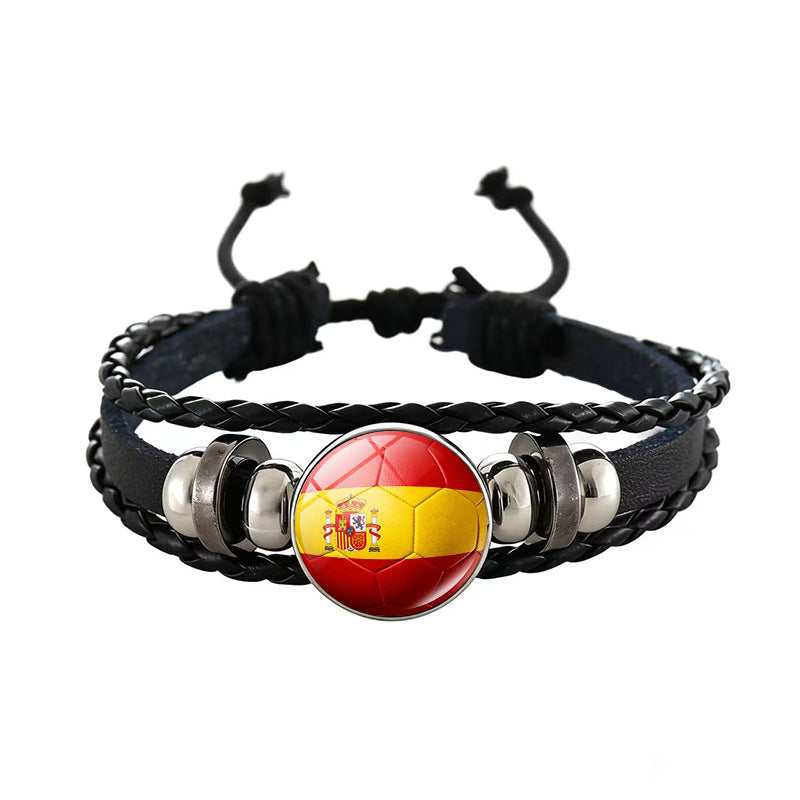 Unisex Geometric Round Braided Leather Bracelet Adjustable Handmade Wristband