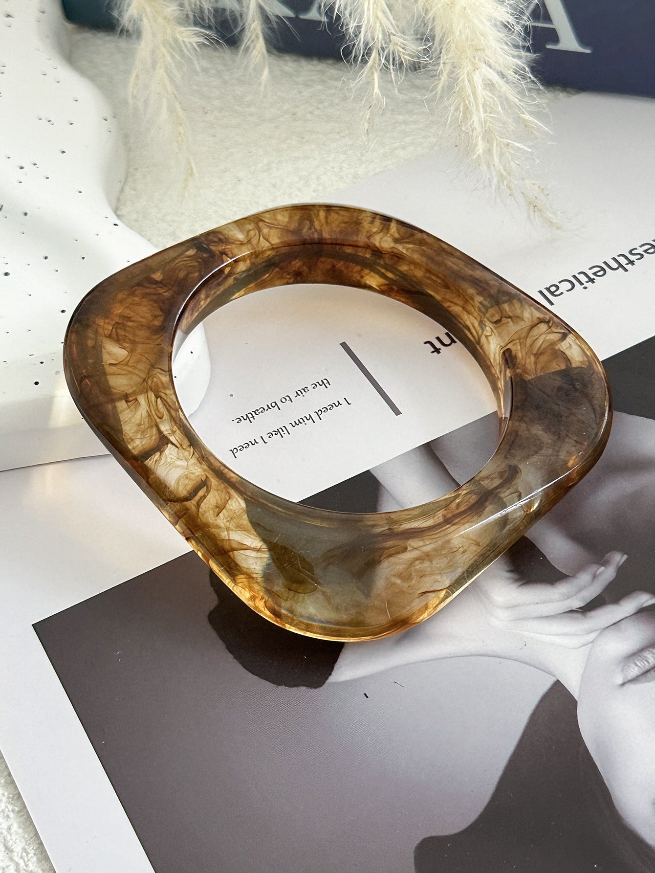 Vintage Minimalist Square Geometric Acrylic Drip Oil Gradient Bracelet