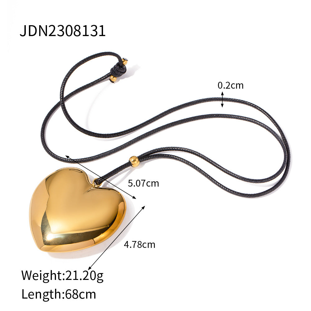 Trendy Ins Style 18K Gold Plated Stainless Steel Curved Tube Circle Pendant Necklace Unisex