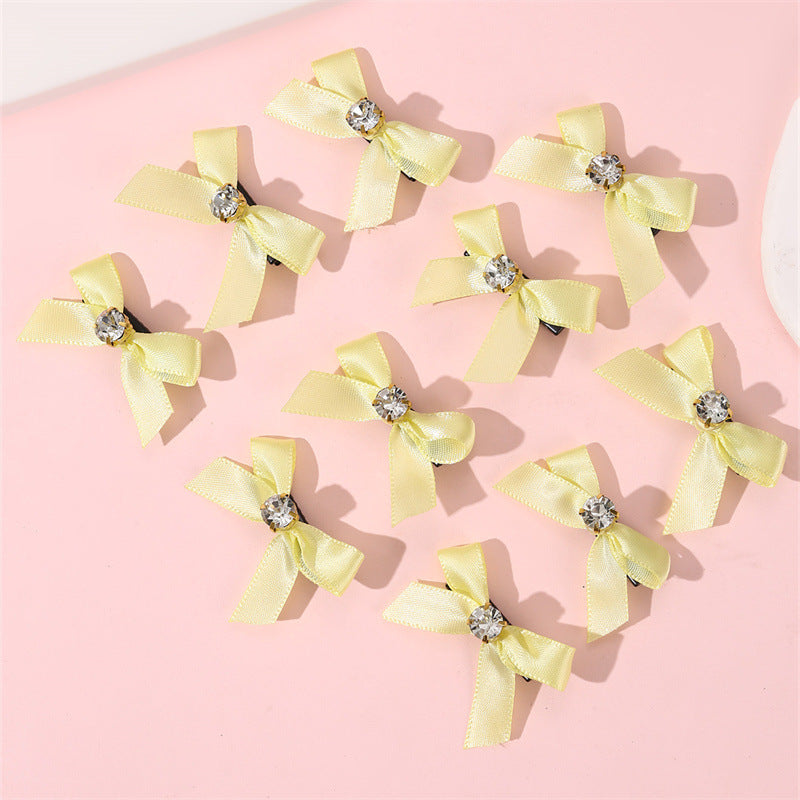 Set di fermagli per capelli a forma di fiocco in stile naturale per bambine, realizzati in tessuto con finitura artigianale
