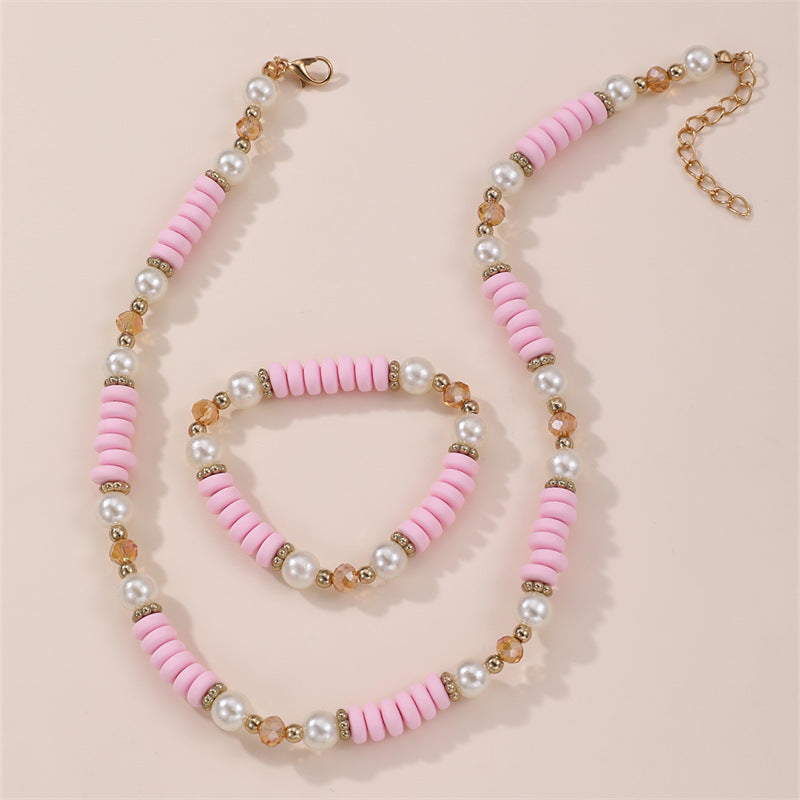 Pulsera de Cuentas de Arcilla Polimérica Fresca y Adorable con Diseño en Forma de Ola para Mujer