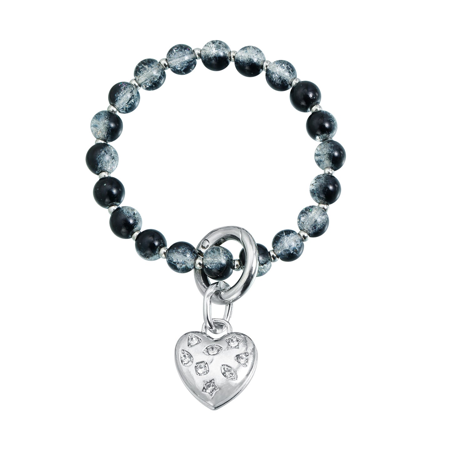 Sweet Streetwear Heart Geometric Alloy Plated Necklace with Beaded Splicing for Women