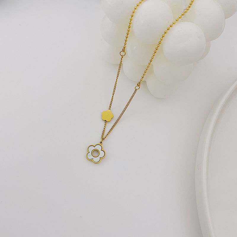 Collana Vintage da Donna con Fiore di Camelia Francese Ciondolo in Acciaio Inossidabile con Finitura Placcata Design Floreale Locket Catena