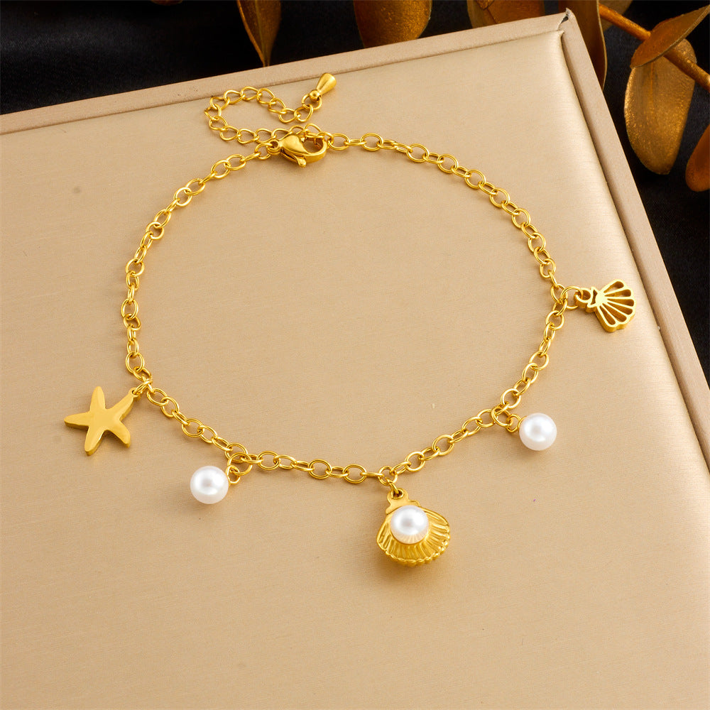 Minimalist Colorful Geometric Glass Rhinestone Butterfly Heart Stainless Steel Anklet
