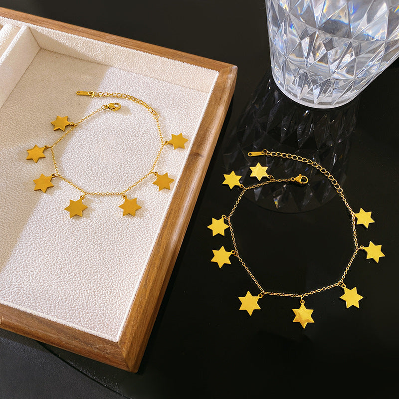 Six-Pointed Star Titanium Steel Plated Bracelet Unisex