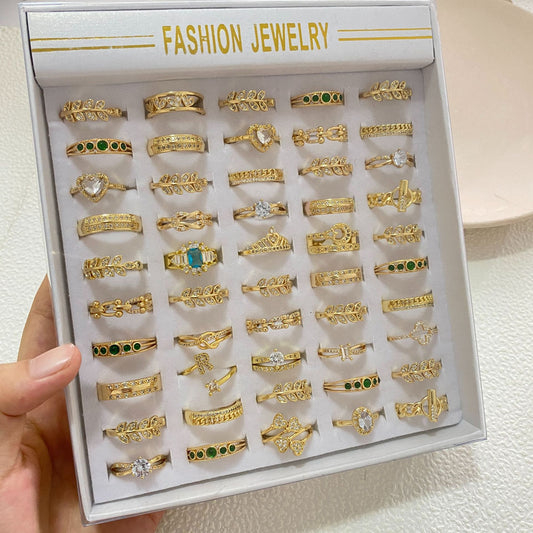 Geometric Brass Ring with Cubic Zirconia Gold Plated