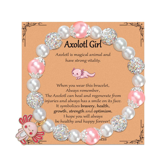Minimalist Pink Faux Pearl Salamander Pendant Rhinestone Woven Bracelet for Women