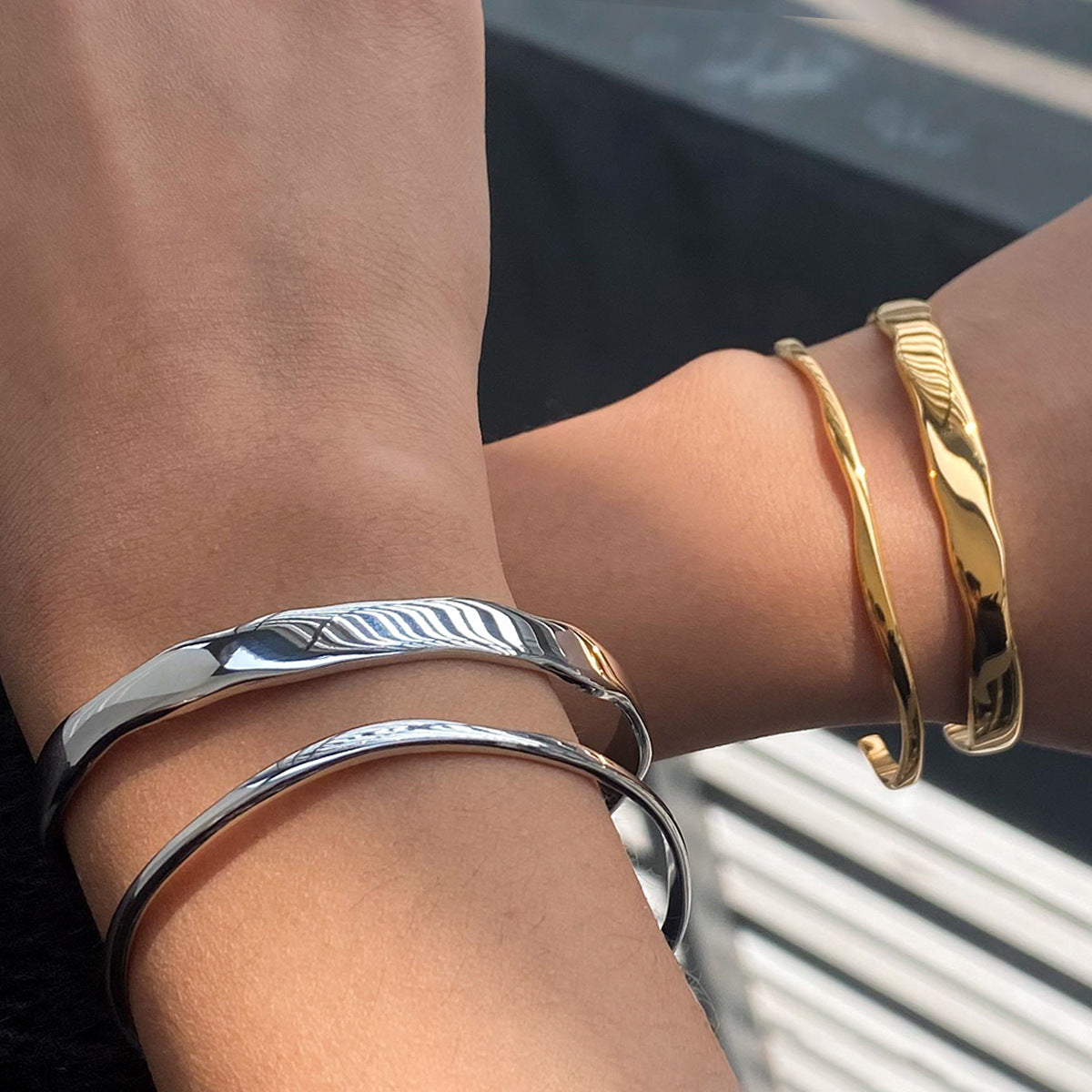 Geometric Plated Stainless Steel Bracelet