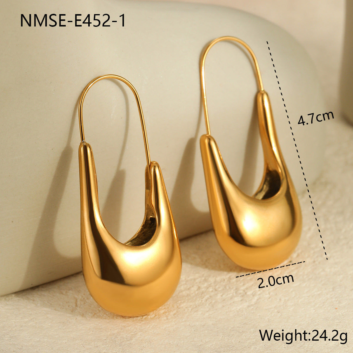 Orecchini a clip geometrici minimalisti in acciaio inossidabile placcato oro 18K per donna