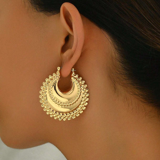 Pendientes de aro redondos geométricos minimalistas para mujer con base de aleación de zinc y acabado chapado