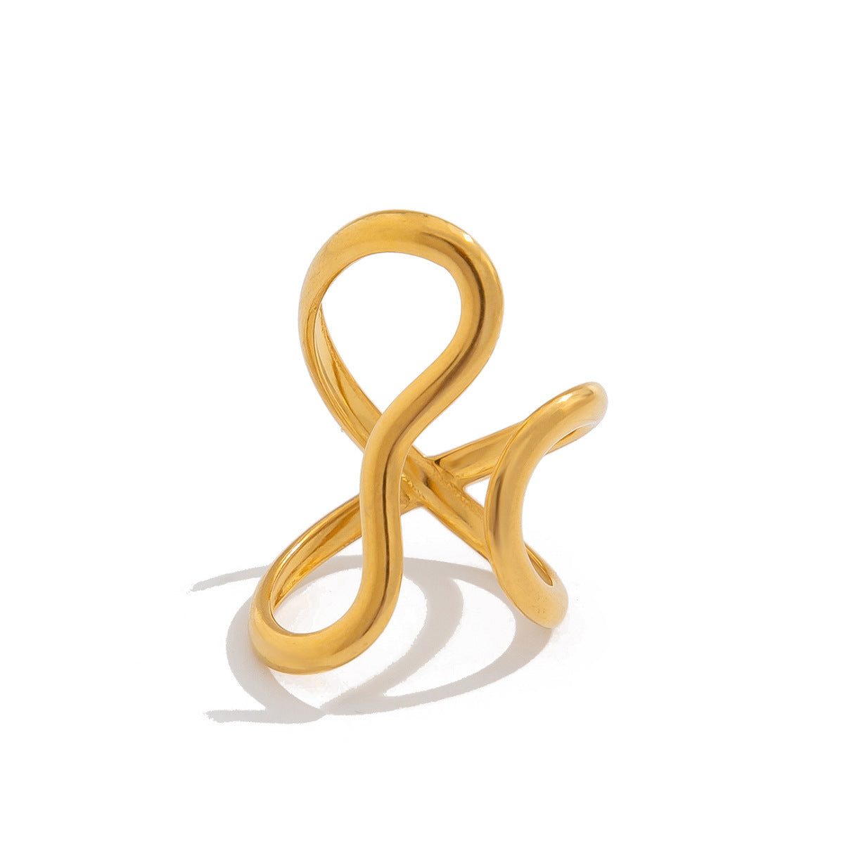 Anello da donna in lega lucida con design a incrocio irregolare, stile dolce e grintoso