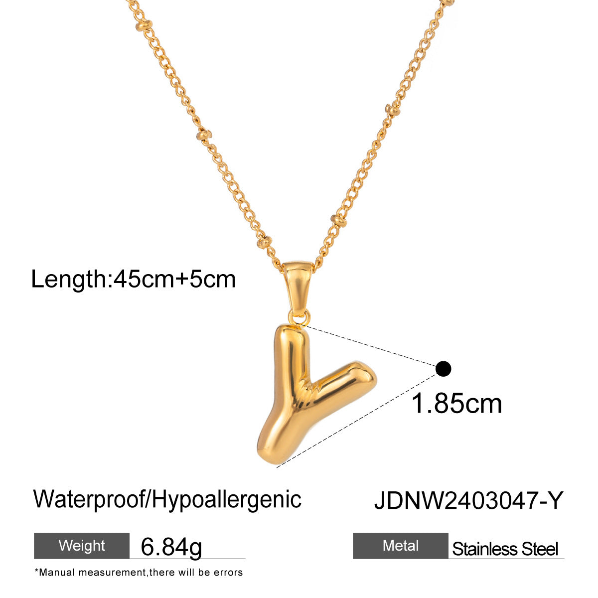 Minimalist Stainless Steel Letter Pendant Necklace Plated Titanium Steel Chain for Women