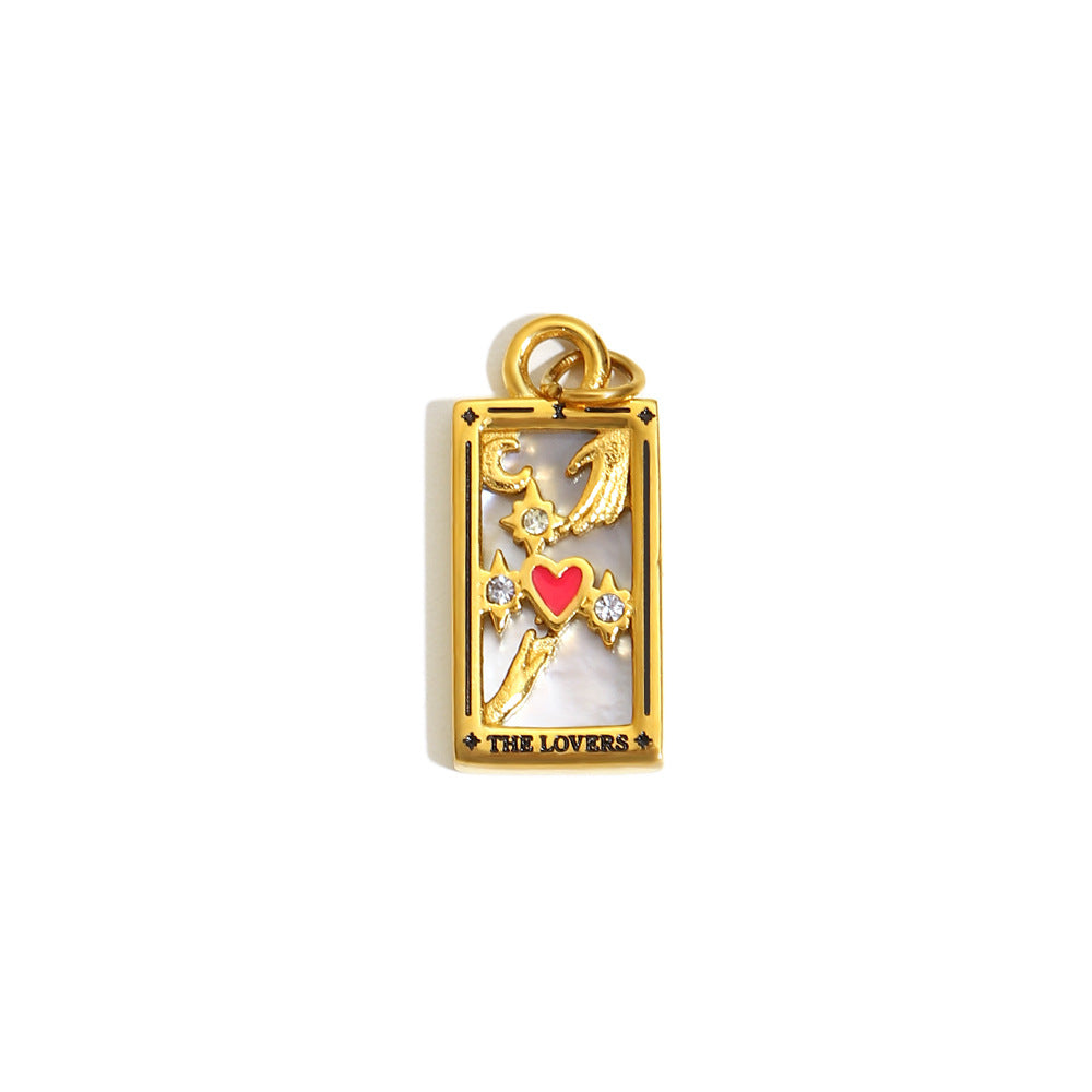 Fashionable Geometric Sun Star Tarot Pendant Necklace in Stainless Steel with 18K Gold Plating