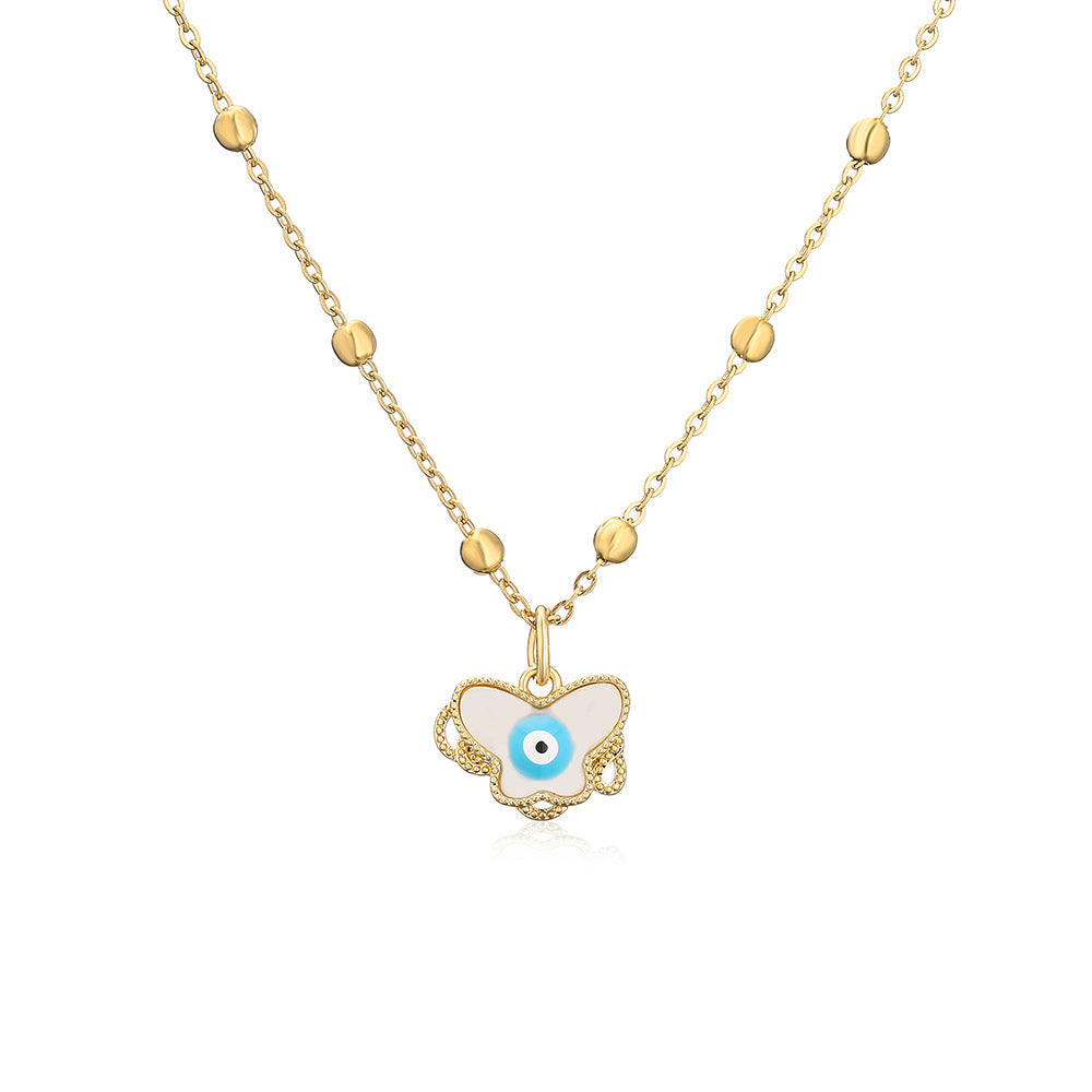Minimalist Butterfly-Shaped Pendant Necklace for Women in Copper with 18K Gold Plating and Enamel Finish