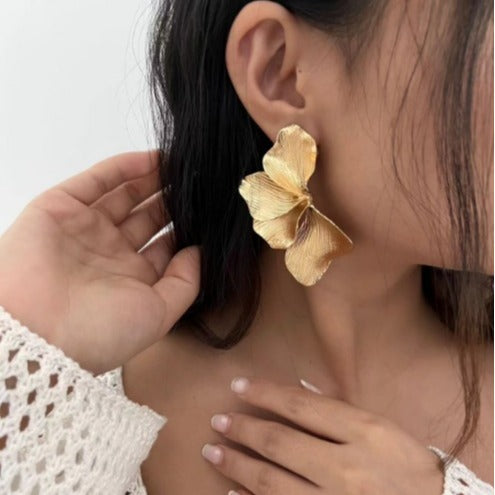 Floral Plated Alloy Earrings for Women