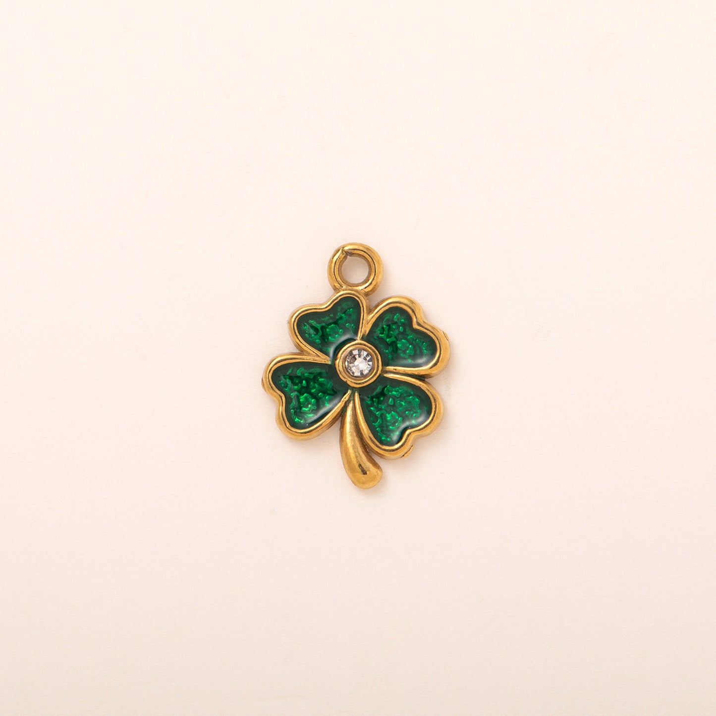 Vintage 18K Gold Plated Stainless Steel Plant Pendant Charm Bar with Adjustable Chain