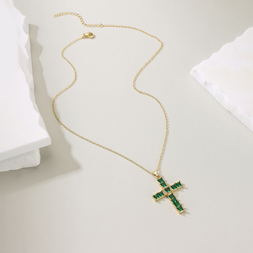 Minimalist Geometric Pendant Necklace for Women Copper Base with Real Gold Plating and Zircon Accent