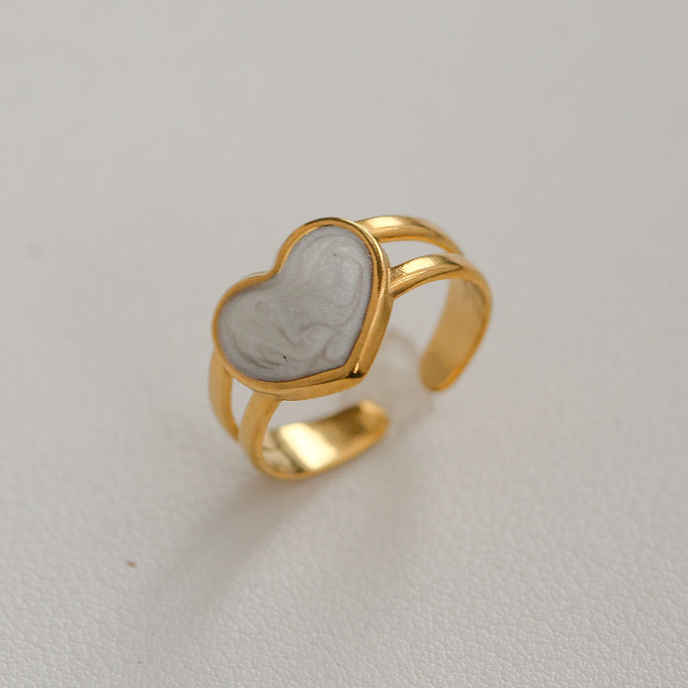 Anillo Minimalista de Acero de Titanio con Forma de Girasol, Bañado en Oro, Ajustable, para Mujer