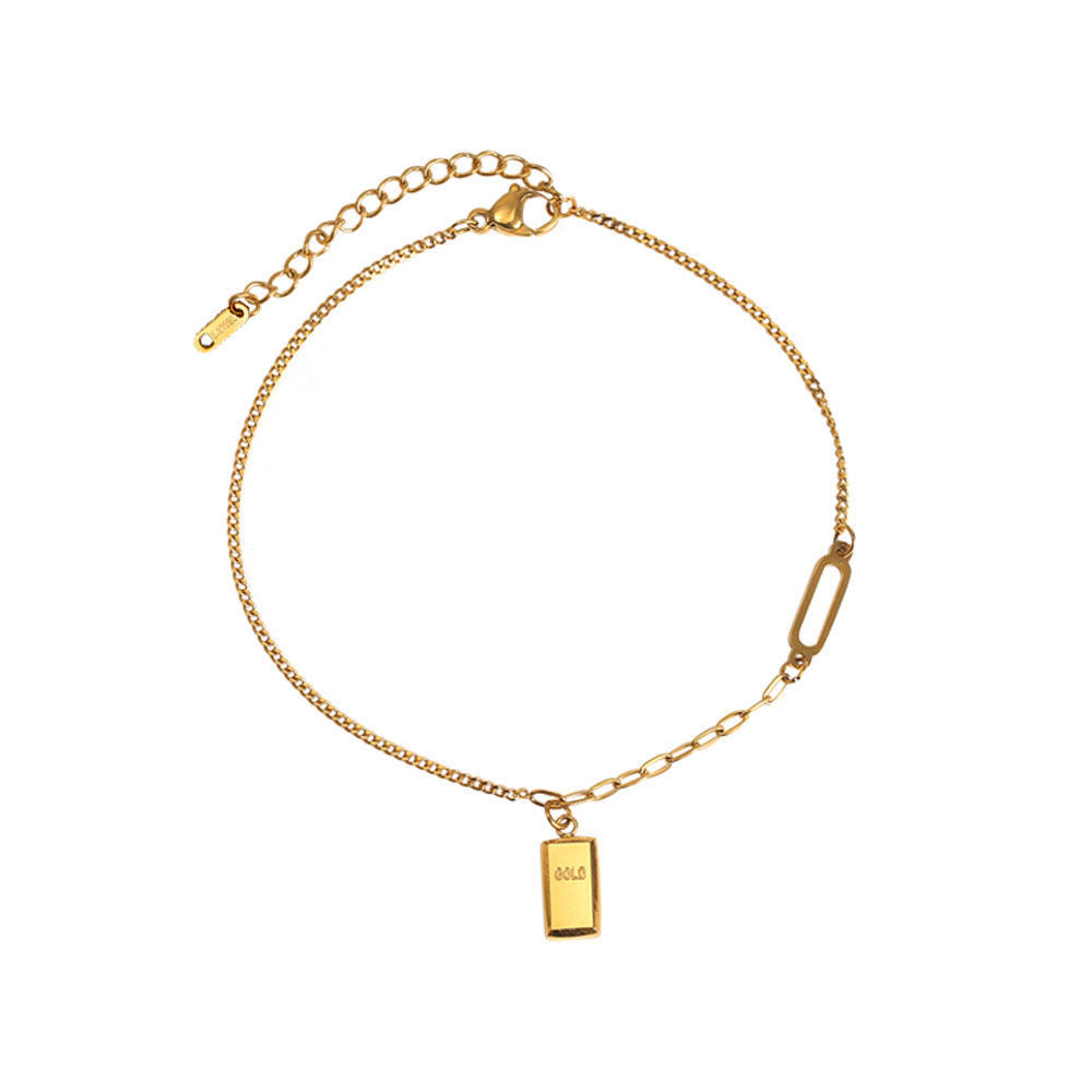 Minimalist Geometric Titanium Steel Anklet for Women with Luxe Gold-Plated Finish, Hypoallergenic and Fade-Resistant