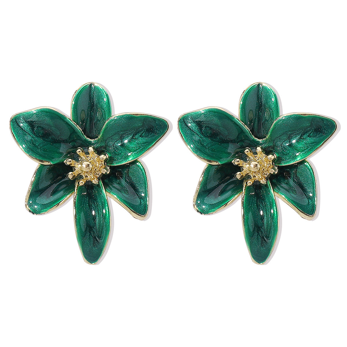 Aretes Minimalistas de Aleación Esmaltados con Diseño Floral y Acabado de Esmalte de Colores para Mujer