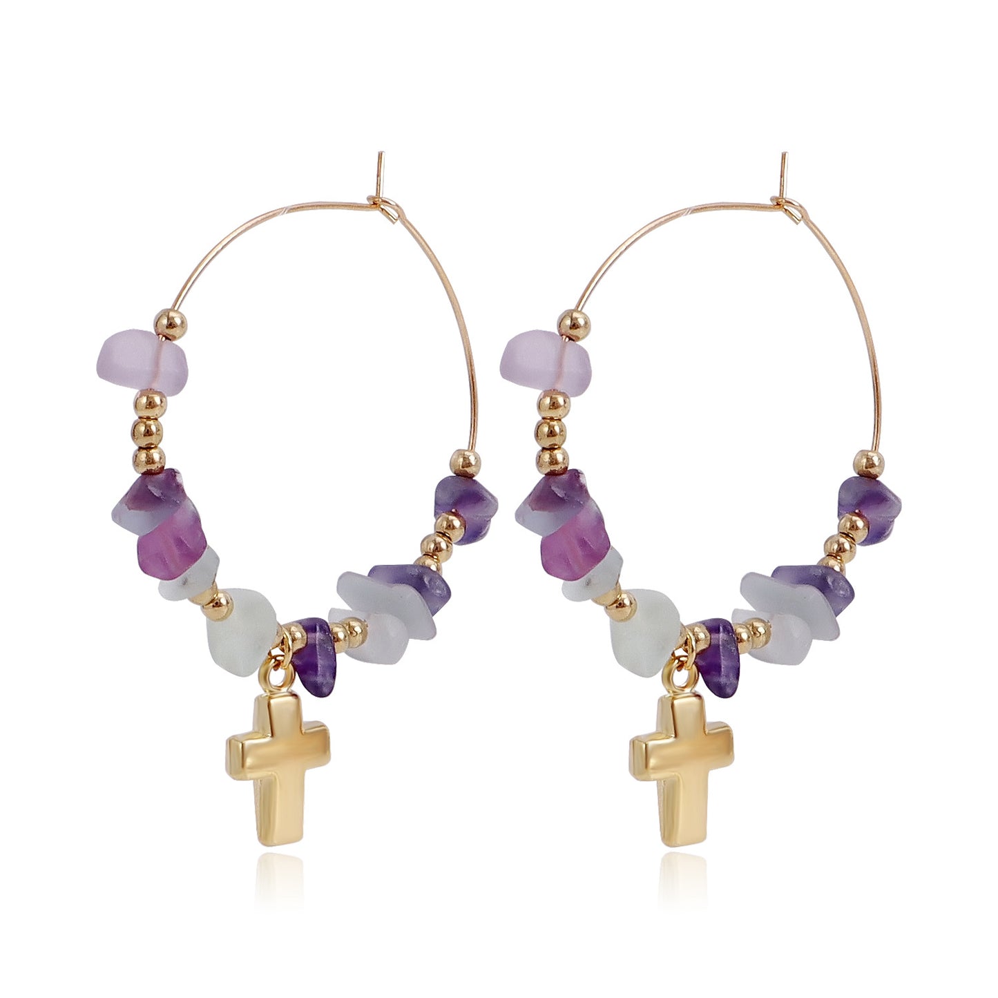 Pendientes de aro bohemios geométricos de turquesa para mujer con acabado de aleación chapada y motivo lunar inspirado en la naturaleza