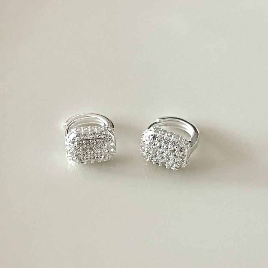 Minimalist Letter-Shaped 925 Sterling Silver Stud Earrings with Zircon Inlay for Women