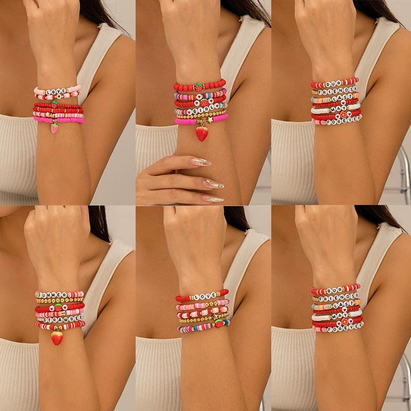 Bohemian Colorful Resin Letter LOVE Beaded Bracelet for Women