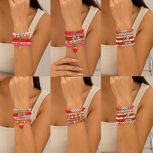 Bohemian Colorful Resin Letter LOVE Beaded Bracelet for Women