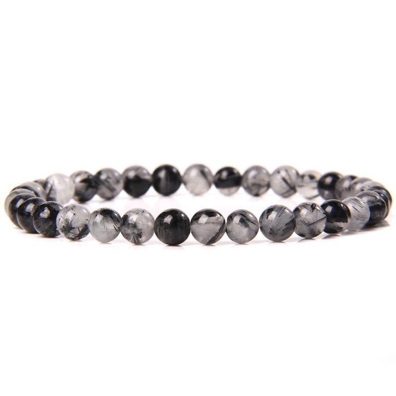 Sweet Natural Gemstone Round Beaded Stretch Bracelet Unisex