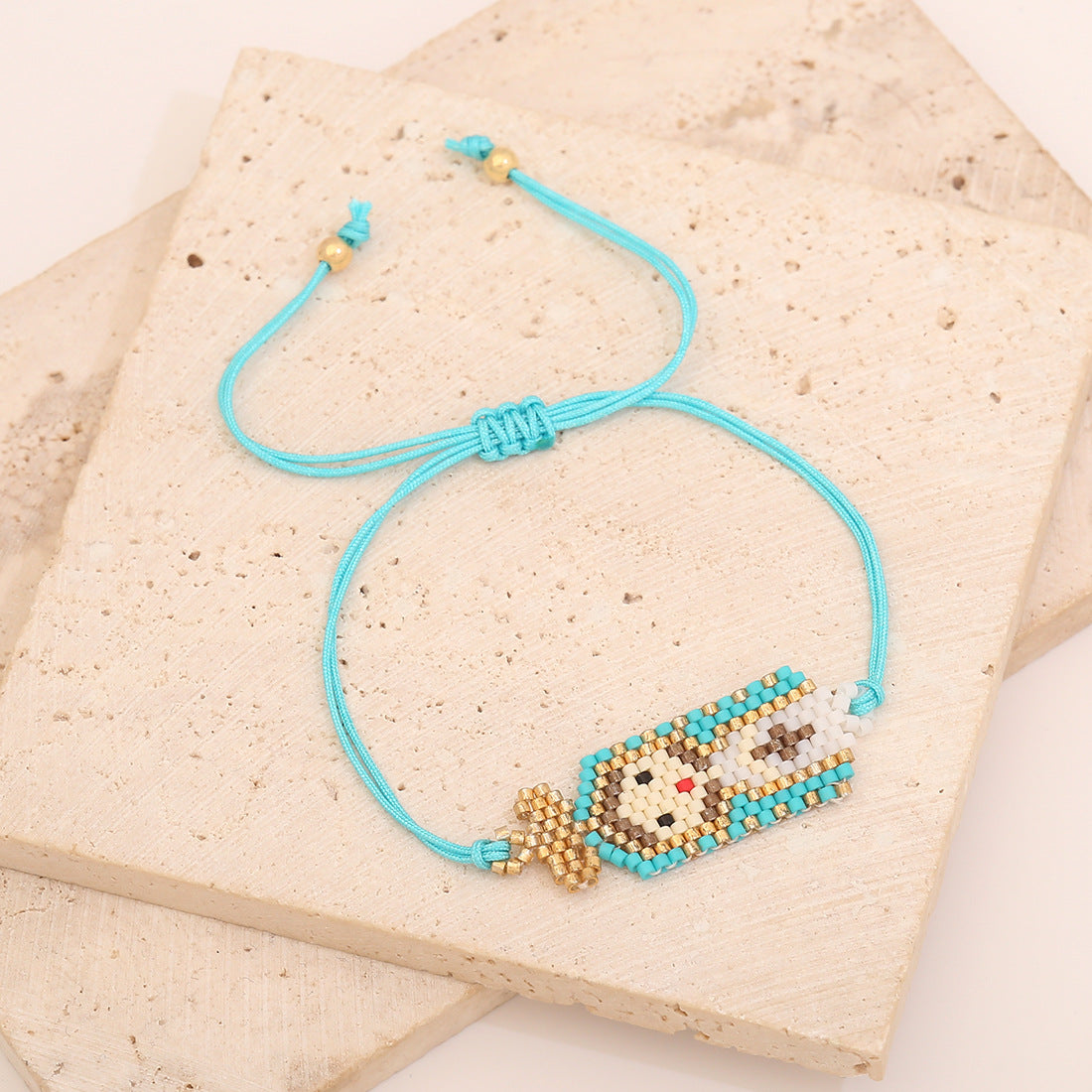 Bracciale in Vetro Intrecciato a Mano con Personaggio dei Cartoni Animati e Design della Vergine Maria per Donna