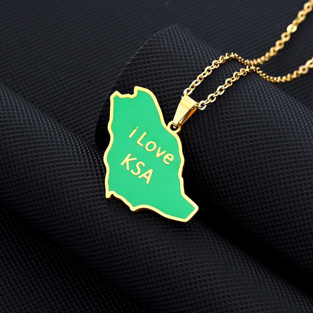 Collana con ciondolo geometrico in acciaio inossidabile con charm in acciaio al titanio e finitura placcata per moda unisex