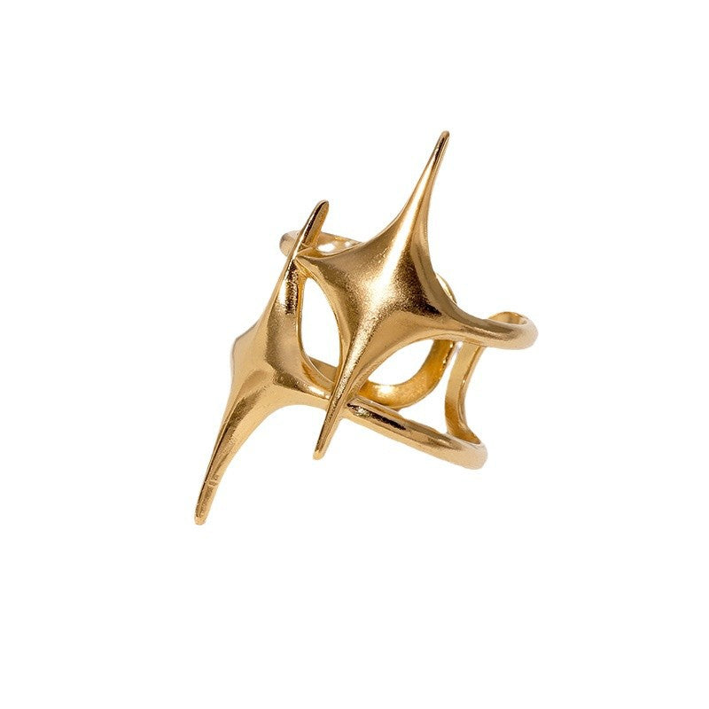Anello Minimalista Regolabile a Stella in Acciaio Inossidabile con Finitura Placcata da Donna